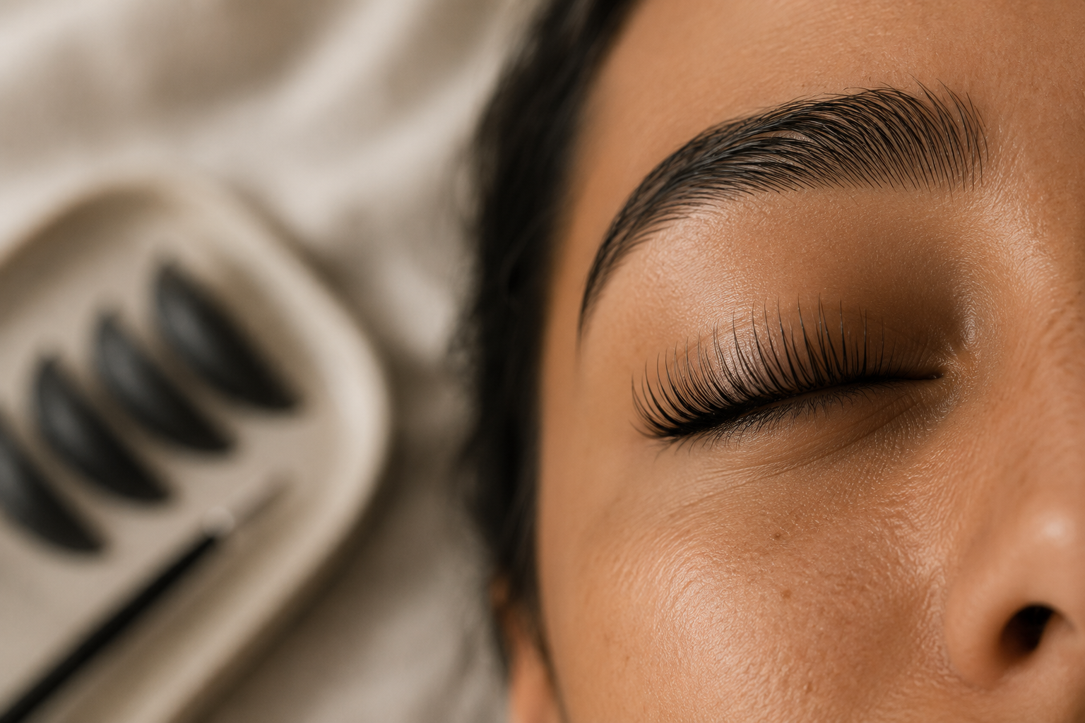 Close-up of lifted lashes
